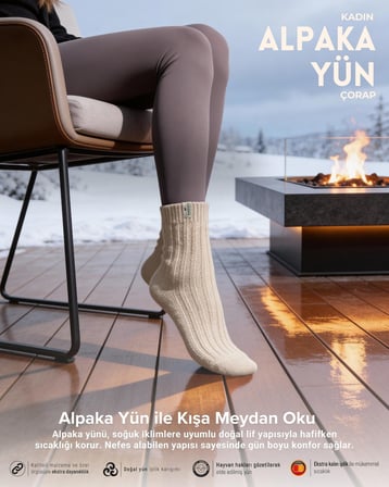 Kadın Alpaka Yün Çorap 3’lü Paket