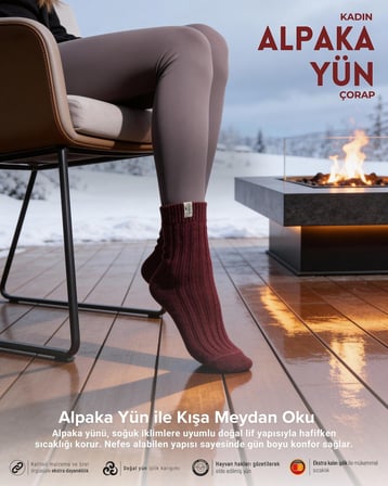 Kadın Alpaka Yün Çorap 3’lü Paket