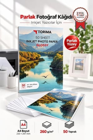 Ofis Gereci Resim Çıktısı Foto Çıktı Fotoğraf Kağıdı A4 Parlak 260 Gr 21x30 Glossy 50 Sayfa
