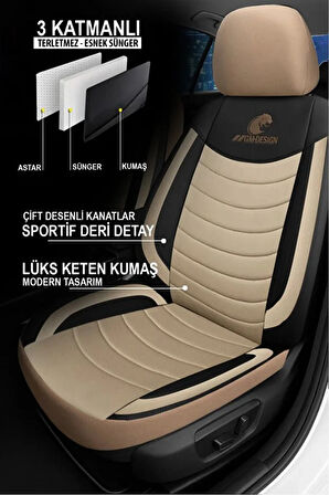 Toyota Alphard I (facelift 2005) 2.4 I (159hp) 2008 PANTHER Serisi UYUMLU KETEN OTO KOLTUK KILIFI BEJ