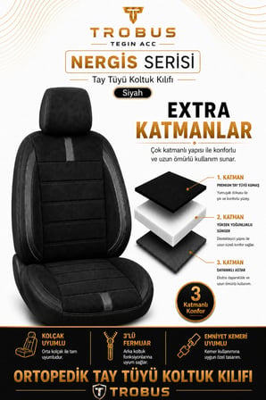 BMW 3 2005 Sonrası Uyumlu Nergis Siyah Ortopedik Tay Tüyü Koltuk Kılıfı