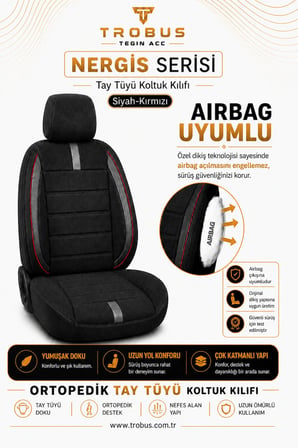 Dacia Logan 2004 Sonrası Uyumlu Nergis Siyah Kırmızı Ortopedik Tay Tüyü Koltuk Kılıfı