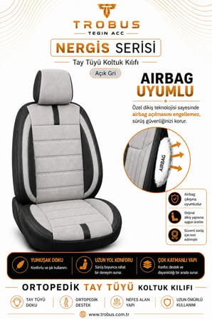 Hyundai Getz 2002-2009 Uyumlu Nergis Serisi Gri Siyah Ortopedik Tay Tüyü Koltuk Kılıfı