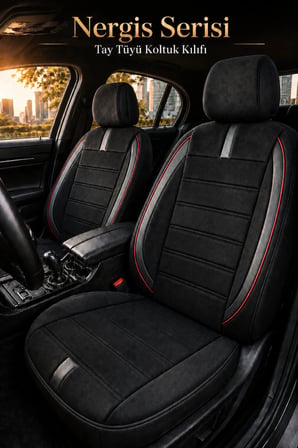 Kia Stonic 2017 Sonrası Uyumlu Nergis Siyah Kırmızı Ortopedik Tay Tüyü Koltuk Kılıfı