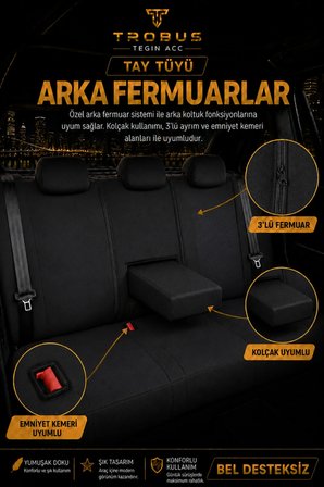 Renault Symbol 2008 Sonrası Uyumlu Nergis Siyah Mavi Ortopedik Tay Tüyü Koltuk Kılıfı