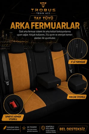 Suzuki Vitara 2015 Sonrası Uyumlu Nergis Serisi Taba Siyah Ortopedik Tay Tüyü Koltuk Kılıfı