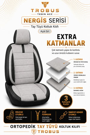 Suzuki Swift 2005 Sonrası Uyumlu Nergis Serisi Gri Siyah Ortopedik Tay Tüyü Koltuk Kılıfı