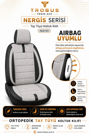 Suzuki Swift 2005 Sonrası Uyumlu Nergis Serisi Gri Siyah Ortopedik Tay Tüyü Koltuk Kılıfı