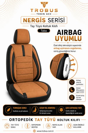 Toyota Auris 2007 Sonrası Uyumlu Nergis Serisi Taba Siyah Ortopedik Tay Tüyü Koltuk Kılıfı