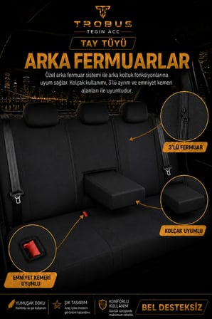 Toyota Camry 2002 Sonrası Uyumlu Nergis Siyah Mavi Ortopedik Tay Tüyü Koltuk Kılıfı