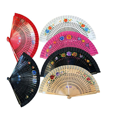 Bambu Yelpaze Karışık Renk 12 Adet