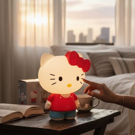Hello Kitty LED Gece Lambası Şarjlı Silikon Dokunmatik Masa Lambası Çocuk Odası İçin