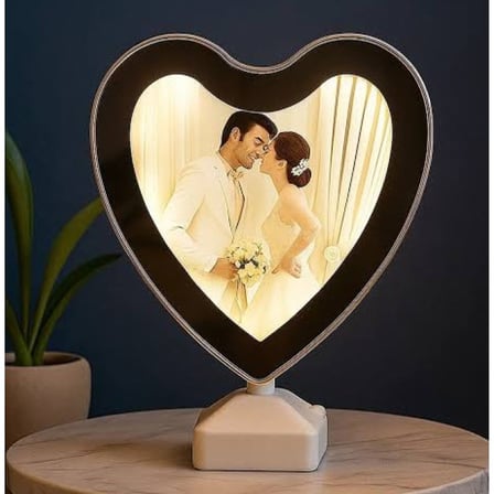 Kişiye Özel Beyaz Led Işıklı Kalp Şeklinde Sihirli Ayna 18cm