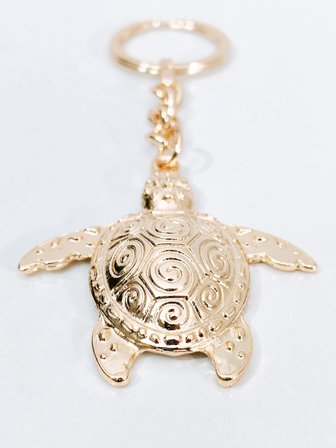 Gold Metal Deniz Kaplumbağası (Caretta Caretta) Tasarımlı Şık Anahtarlık