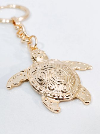 Gold Metal Deniz Kaplumbağası (Caretta Caretta) Tasarımlı Şık Anahtarlık