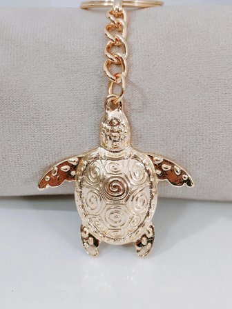 Gold Metal Deniz Kaplumbağası (Caretta Caretta) Tasarımlı Şık Anahtarlık