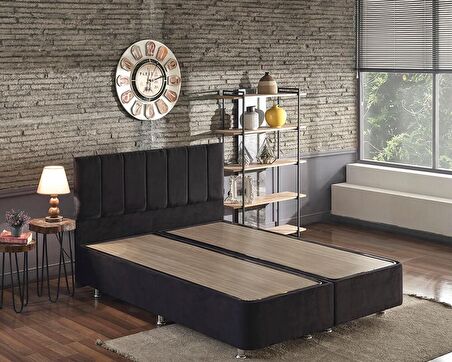 Niron Yatak Ela Çift Kişilik Siyah Baza + Başlık 160 x 200 cm