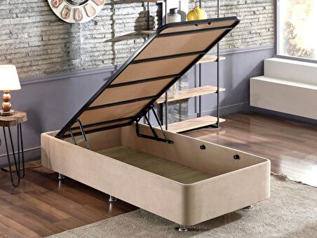 Niron Yatak Polo Tek Kişilik Sütlü Kahve Baza + Başlık 90 x 190 cm