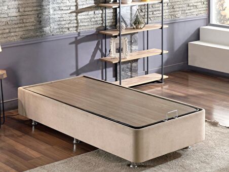 Niron Yatak Polo Tek Kişilik Sütlü Kahve Baza + Başlık 90 x 190 cm