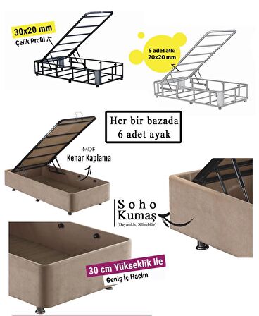 Niron Yatak Rama Tek Kişilik Sütlü Kahve Baza + Başlık 
