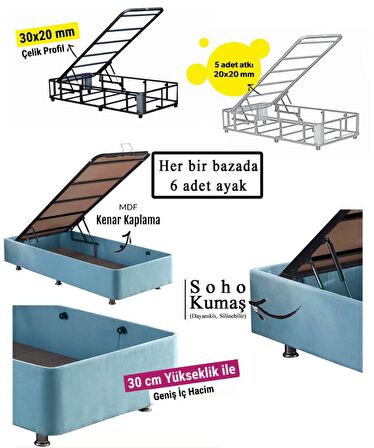 Niron Yatak Cozy Tek Kişilik Bebek Mavisi Baza + Başlık 100 x 200 cm
