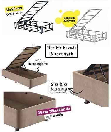 Niron Yatak Ela Tek Kişilik Sütlü Kahve Baza 80 x 200 cm