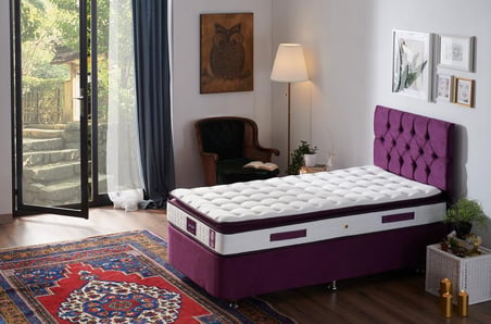 Niron Yatak Purple Tek Kişilik Mor Baza + Başlık 90 x 190 cm