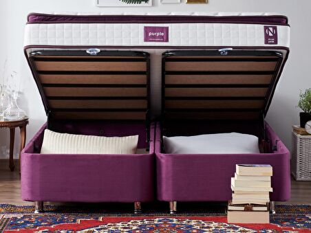 Niron Yatak Purple Çift Kişilik Mor Baza + Başlık 160 x 200 cm