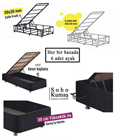 Niron Yatak Ela Çift Kişilik Siyah Baza + Başlık 