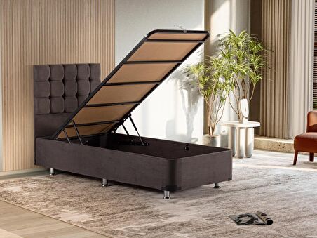 Niron Yatak Rama Tek Kişilik Füme Baza + Başlık 90 x 190 cm
