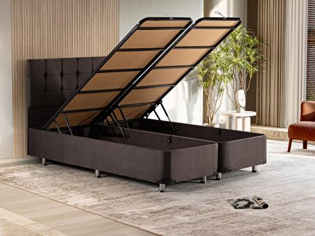 Niron Yatak Rama Çift Kişilik Füme Baza + Başlık 160 x 200 cm