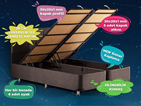 Niron Yatak Rama Çift Kişilik Füme Baza + Başlık 