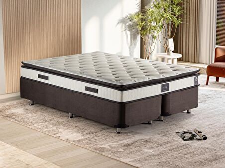 Niron King Yatak Seti 200x200 Çift Kişilik Yatak Baza Başlık Takımı Füme
