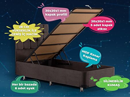 Niron Yatak Ela Tek Kişilik Füme Baza 120 x 200 cm