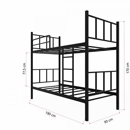 Niron 90x190 Sağlamlaştırılmış Ayrılabilir Ranza / Karyola