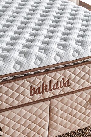 Baklava Yatak 200x200 cm Çift Kişilik Ultra Ortopedik Çok Sert Pedli Lüks Yatak 30 cm Krem Kumaş