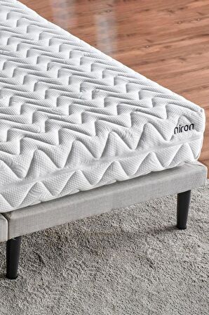 Niron Slim Pocket Yatak Seti - 120x200 Tek Kişilik Paket Yaylı Yatak, Metal Baza ve Başlık Takımı