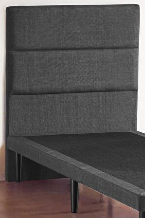Niron Slim Baza ve Başlık Takımı 180x200 Çift Kişilik Gri Kumaş Kaplı Metal Karyola ve Başlık Seti