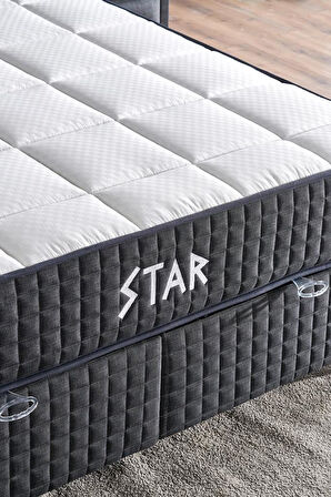 Star Yatak 90x190 cm Tek Kişilik NMS Yaylı Saten Kumaşlı Full Ortopedik Sert Yatak Antrasit Bordür