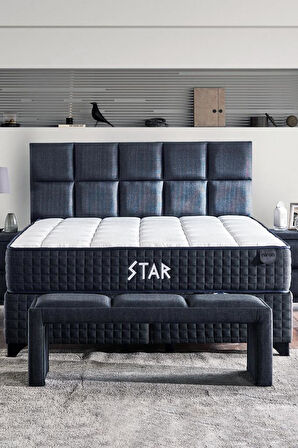 Star Yatak 150x200 cm Çift Kişilik NMS Yaylı Saten Kumaşlı Full Ortopedik Sert Yatak Antrasit Bordür