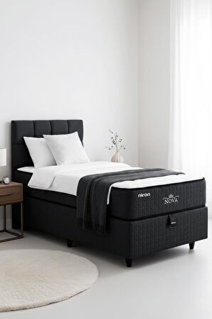 Nova Yatak 150x200 Çift Kişilik - 25 cm Paket Yaylı Ortopedik, Orta Sert, Antrasit, Pamuklu Kumaş
