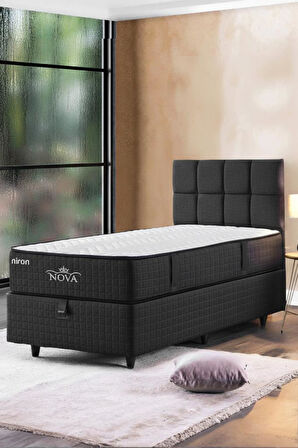 Nova Yatak 200x200 Çift Kişilik - 25 cm Paket Yaylı Ortopedik, Orta Sert, Antrasit, Pamuklu Kumaş
