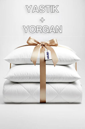 Niron Çift Kişilik Yorgan + 2 Adet Yastık Seti – 195x215 cm 4 Mevsim Mikrofiber Konfor