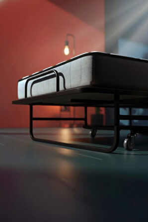 Niron Bonbon Katlanır Yatak | 90x200 cm | Metal Karyola, Kapitoneli Metal Başlık, 14 cm Sünger Yatak