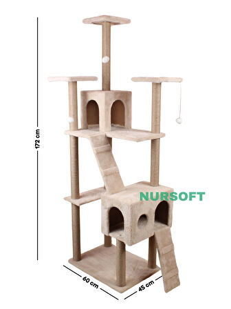 Nursoft Residence Kedi Tırmalama Evi - Bej