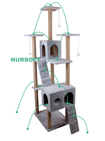 Nursoft Residence Kedi Tırmalama Evi - Gri