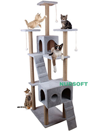 Nursoft Residence Kedi Tırmalama Evi - Gri