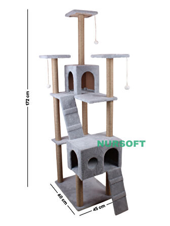 Nursoft Residence Kedi Tırmalama Evi - Gri