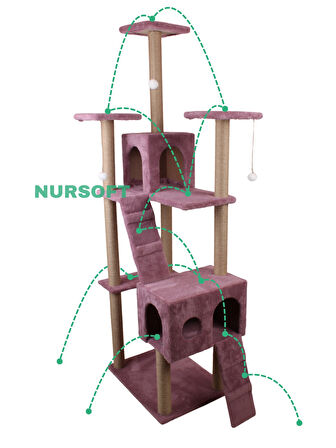 Nursoft Residence Kedi Tırmalama Evi - Gül Kurusu
