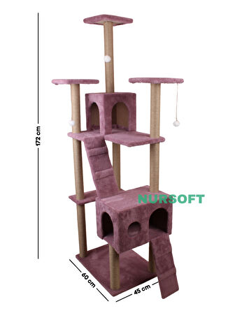 Nursoft Residence Kedi Tırmalama Evi - Gül Kurusu